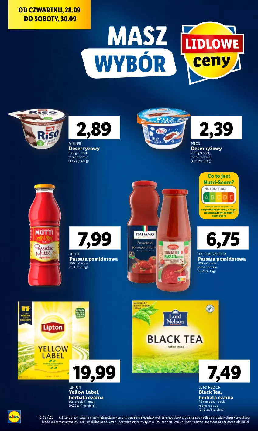 Gazetka promocyjna Lidl - GAZETKA - ważna 28.09 do 30.09.2023 - strona 20 - produkty: Deser, Herbata, Herbata czarna, Lack, Lipton, Müller, Pilos, Ryż, Ser, Torebka, Wazon