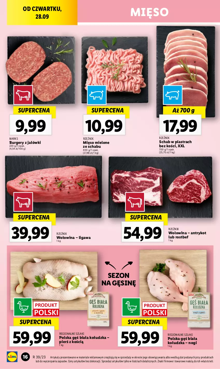 Gazetka promocyjna Lidl - GAZETKA - ważna 28.09 do 30.09.2023 - strona 30 - produkty: Burger, Mięso, Mięso mielone, Rostbef, Wołowina