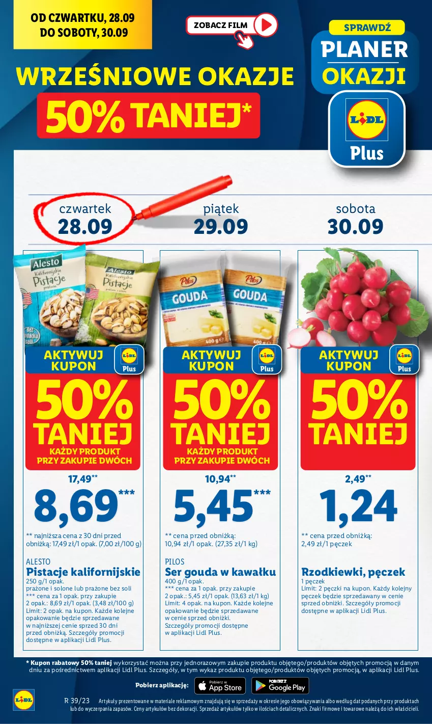 Gazetka promocyjna Lidl - GAZETKA - ważna 28.09 do 30.09.2023 - strona 4 - produkty: Gouda, Kawa, Olej, Pilos, Pistacje, Ser