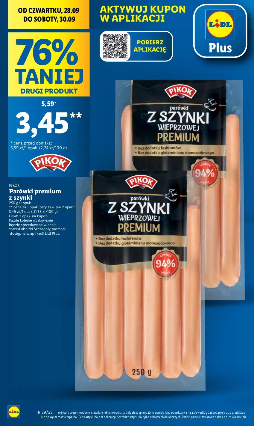 Gazetka promocyjna Lidl - GAZETKA - ważna 28.09 do 30.09.2023 - strona 6 - produkty: Olej, Parówki, PIKOK