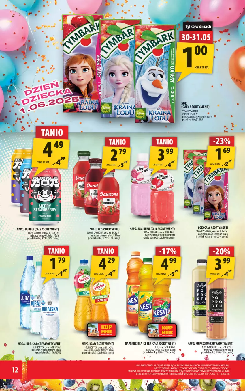 Gazetka promocyjna Arhelan - Gazetka - ważna 23.05 do 01.06.2025 - strona 12 - produkty: Dawtona, Hortex, Ice tea, Napój, Nestea, Sok, Tymbark, Woda