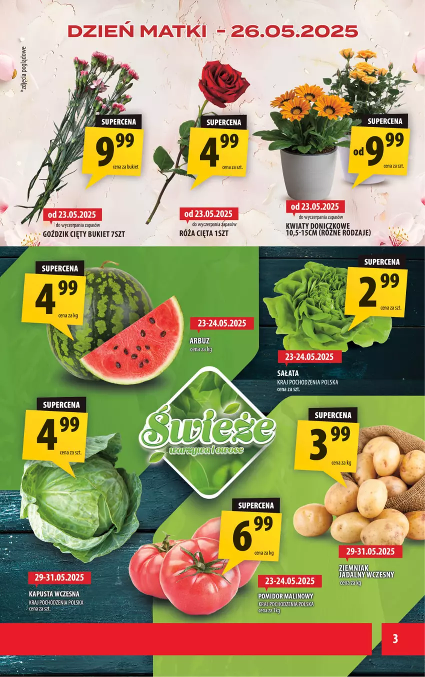 Gazetka promocyjna Arhelan - Gazetka - ważna 23.05 do 01.06.2025 - strona 3 - produkty: Bukiet, Fa, Gra, Pomidor malinowy, Róża, Sałat