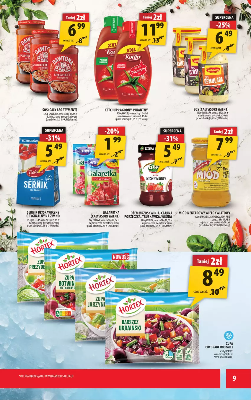Gazetka promocyjna Arhelan - Gazetka - ważna 23.05 do 01.06.2025 - strona 9 - produkty: Dawtona, Delecta, Dżem, Fa, Gala, Galaretka, Gin, Hortex, Ketchup, Kotlin, Nektar, Por, Ser, Zupa