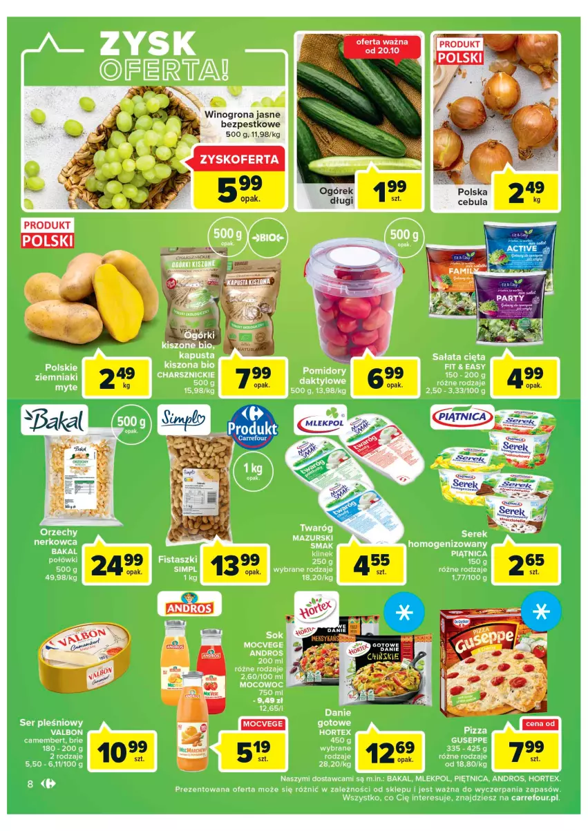 Gazetka promocyjna Carrefour - Gazetka Market Zyskoteka - ważna 18.10 do 22.10.2022 - strona 8 - produkty: Cebula, Piątnica, Ser, Serek, Wino, Winogrona