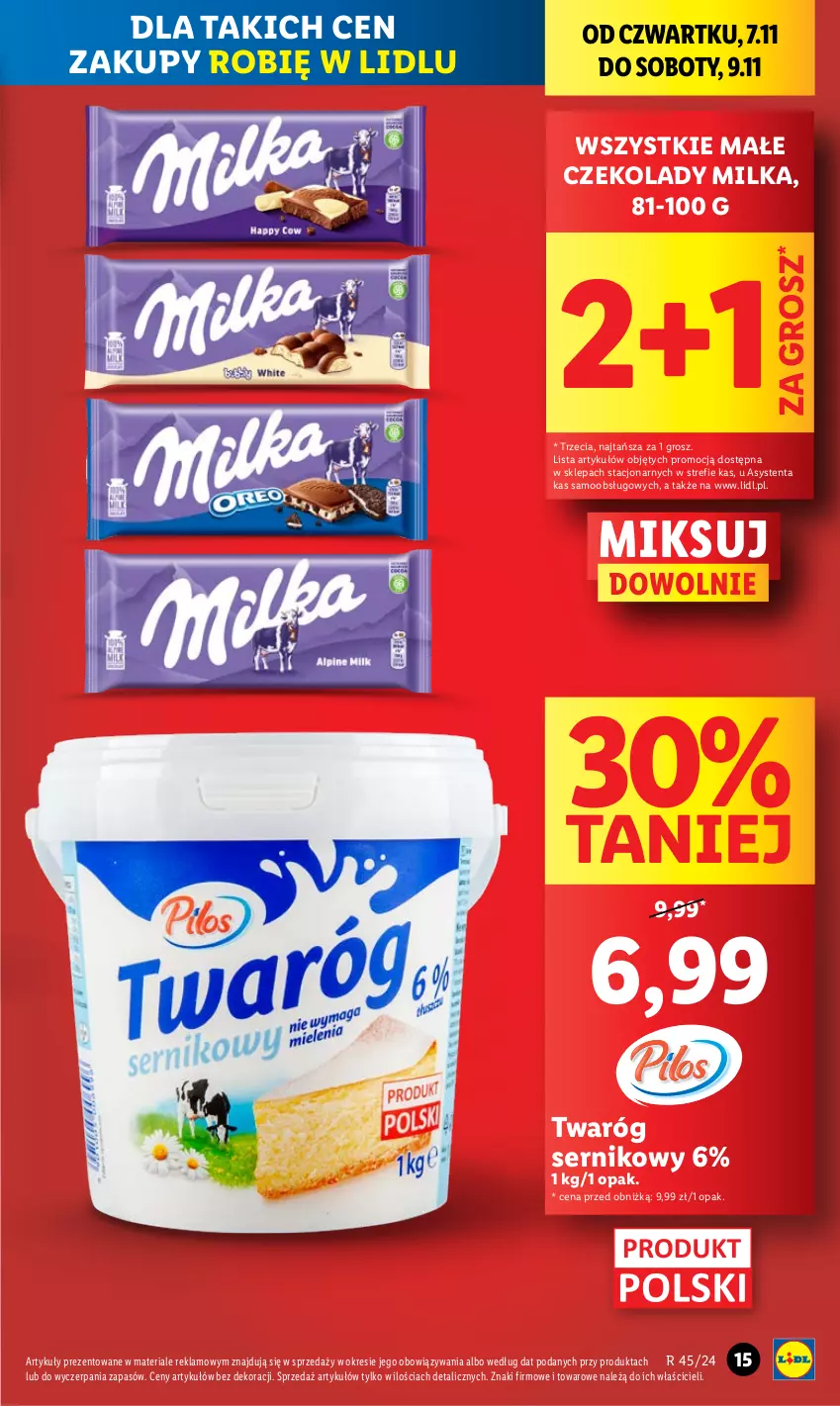 Gazetka promocyjna Lidl - GAZETKA - ważna 07.11 do 09.11.2024 - strona 15 - produkty: Milka, Ser, Twaróg