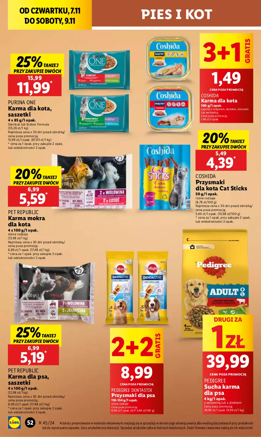 Gazetka promocyjna Lidl - GAZETKA - ważna 07.11 do 09.11.2024 - strona 54 - produkty: Dorsz, Gra, Pasztet, Pedigree, Przysmaki, Pur, Purina, Sucha karma