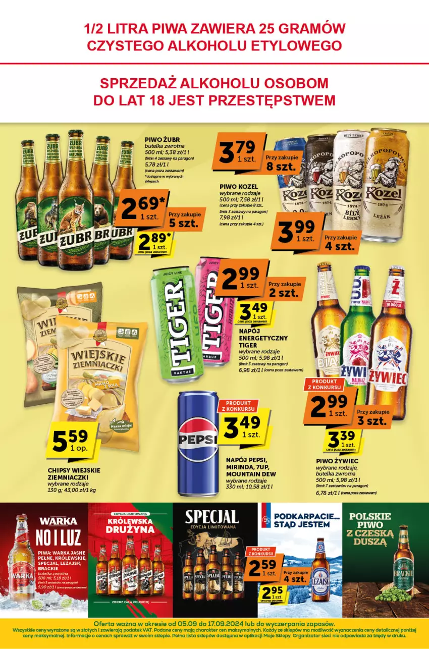 Gazetka promocyjna ABC - ważna 05.09 do 17.09.2024 - strona 4 - produkty: 7up, Kozel, Mirinda, Napój, Pepsi, Piwo, Ser, Tiger