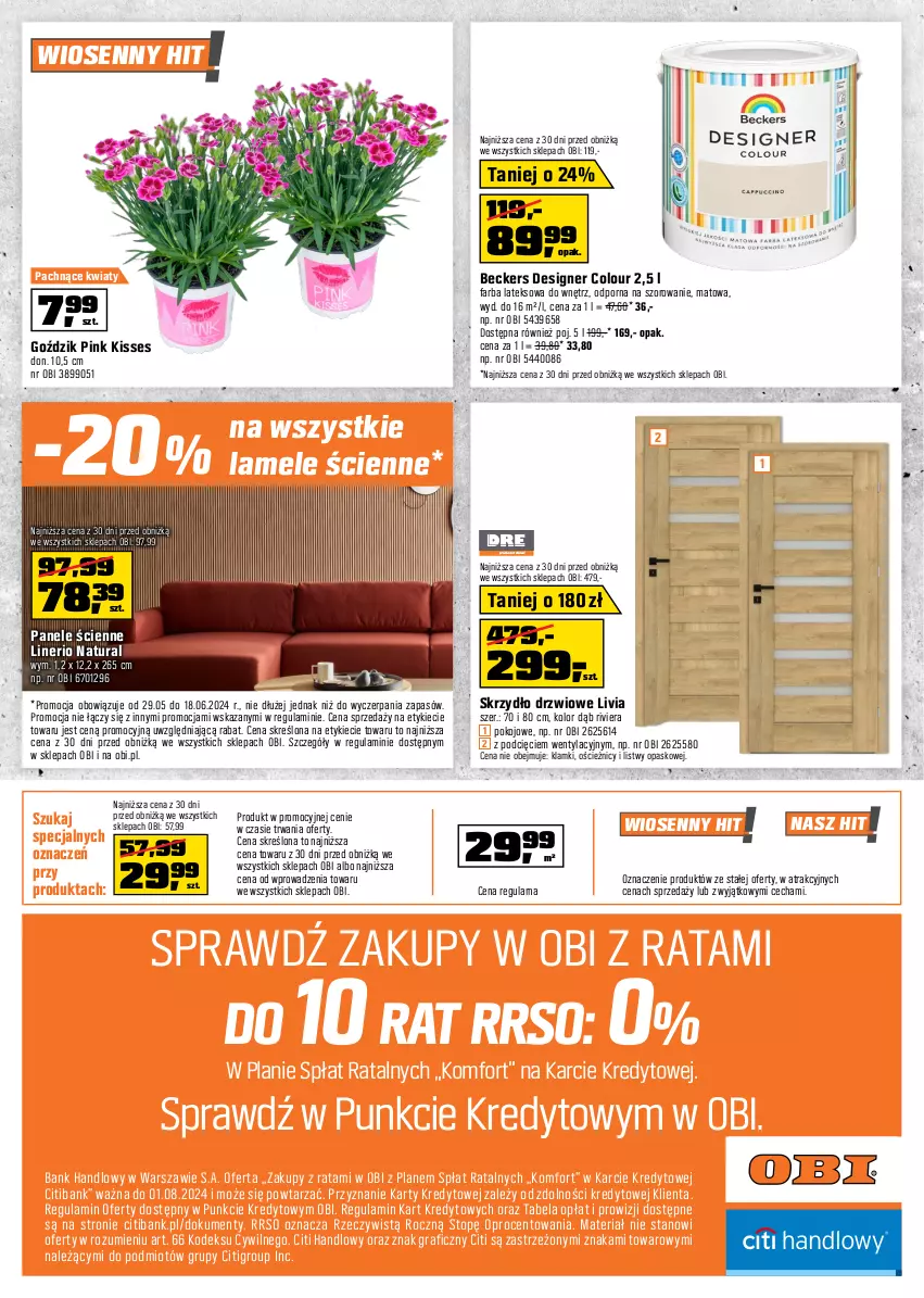 Gazetka promocyjna Obi - Gazetka OBI - ważna 29.05 do 18.06.2024 - strona 16 - produkty: Beckers, Designer Colour, Drzwi, Fa, Farba lateksowa, Gra, Por, Skrzydło drzwiowe, Top