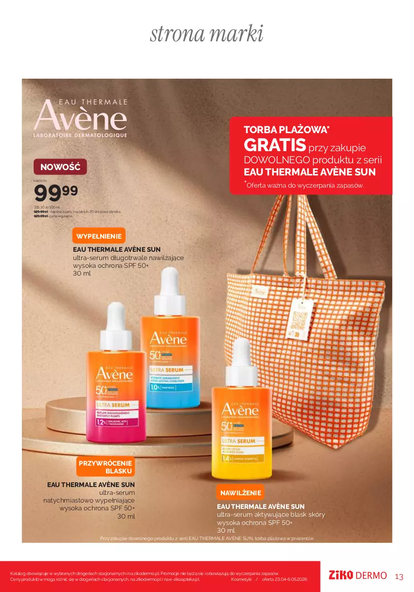 Gazetka promocyjna Ziko - Gazetka Ziko Dermo - ważna 23.04 do 06.05.2026 - strona 13 - produkty: Apteka, Avène, Gra, Rum, Ser, Serum, Sok, Torba