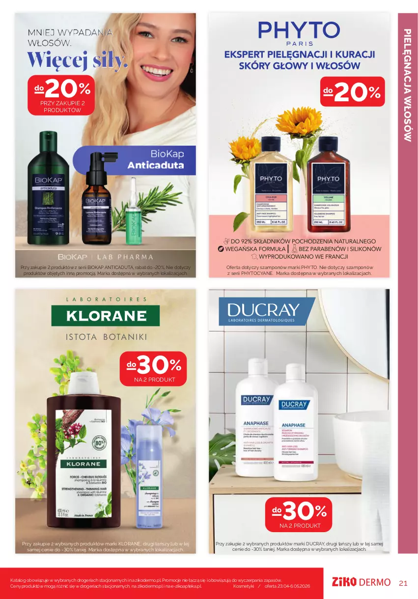 Gazetka promocyjna Ziko - Gazetka Ziko Dermo - ważna 23.04 do 06.05.2026 - strona 21 - produkty: Apteka, Biokap, Ducray, Klorane, Okap, Phyto, Pielęgnacja włosów, Ser, Szampon