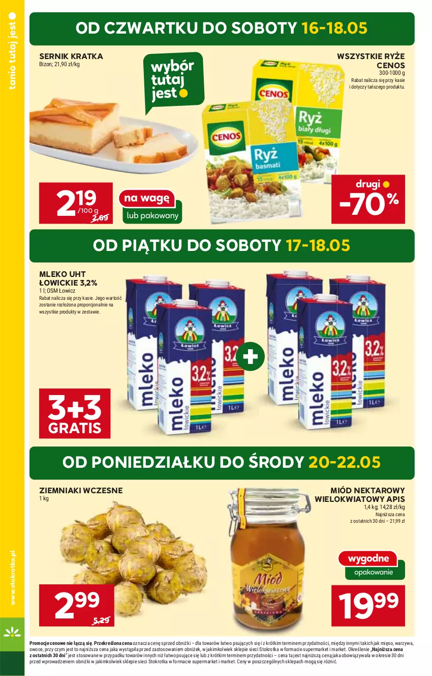 Gazetka promocyjna Stokrotka - Market - ważna 16.05 do 22.05.2024 - strona 4 - produkty: Cenos, Gra, Miód, Mleko, Nektar, Ryż, Ser, Ziemniaki