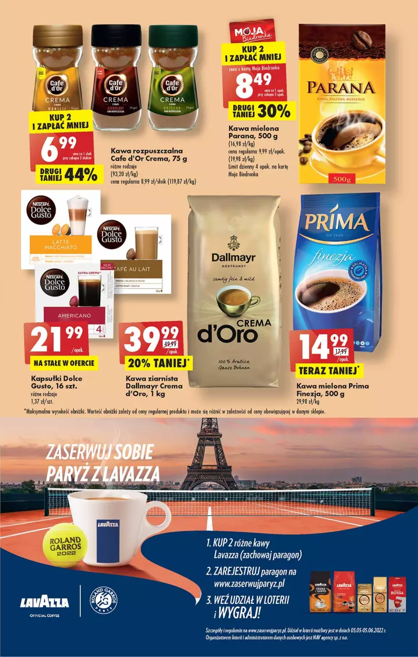 Gazetka promocyjna Biedronka - W tym tygodniu  PN - ważna 09.05 do 14.05.2022 - strona 29 - produkty: BIC, Dallmayr, Dolce Gusto, Dron, Fa, Gra, Kawa, Kawa mielona, Kawa rozpuszczalna, Kawa ziarnista, Lavazza, Prima, Ser, Sok, Tera