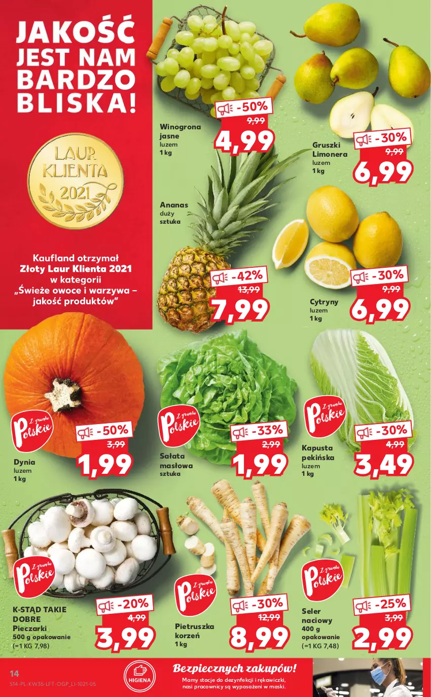 Gazetka promocyjna Kaufland - OFERTA TYGODNIA - ważna 02.09 do 08.09.2021 - strona 14 - produkty: Ananas, Cytryny, Gruszki, Laur, Masło, Owoce, Piec, Pietruszka, Sałat, Sałata masłowa, Seler naciowy, Warzywa, Wino, Winogrona