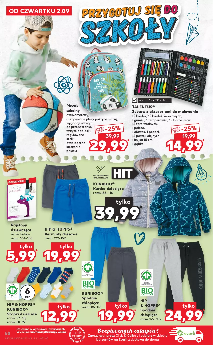 Gazetka promocyjna Kaufland - OFERTA TYGODNIA - ważna 02.09 do 08.09.2021 - strona 50 - produkty: Bermudy, Dres, Dzieci, Fa, Kurtka, Kurtka dziecięca, Olej, Paleta, Piec, Plecak, Rajstopy, Spodnie, Top