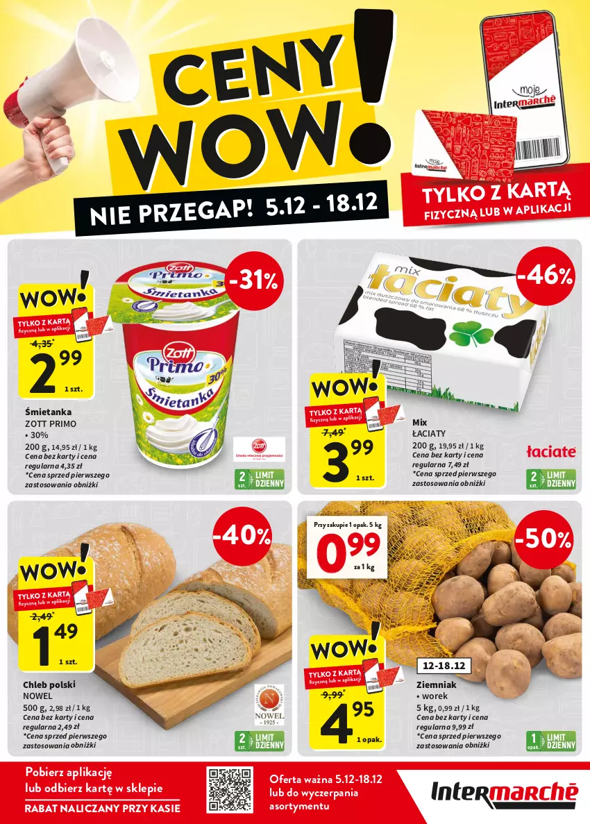 Gazetka promocyjna Intermarche - Gazetka Intermarche - ważna 05.12 do 18.12.2024 - strona 1 - produkty: Chleb, Zott, Zott Primo