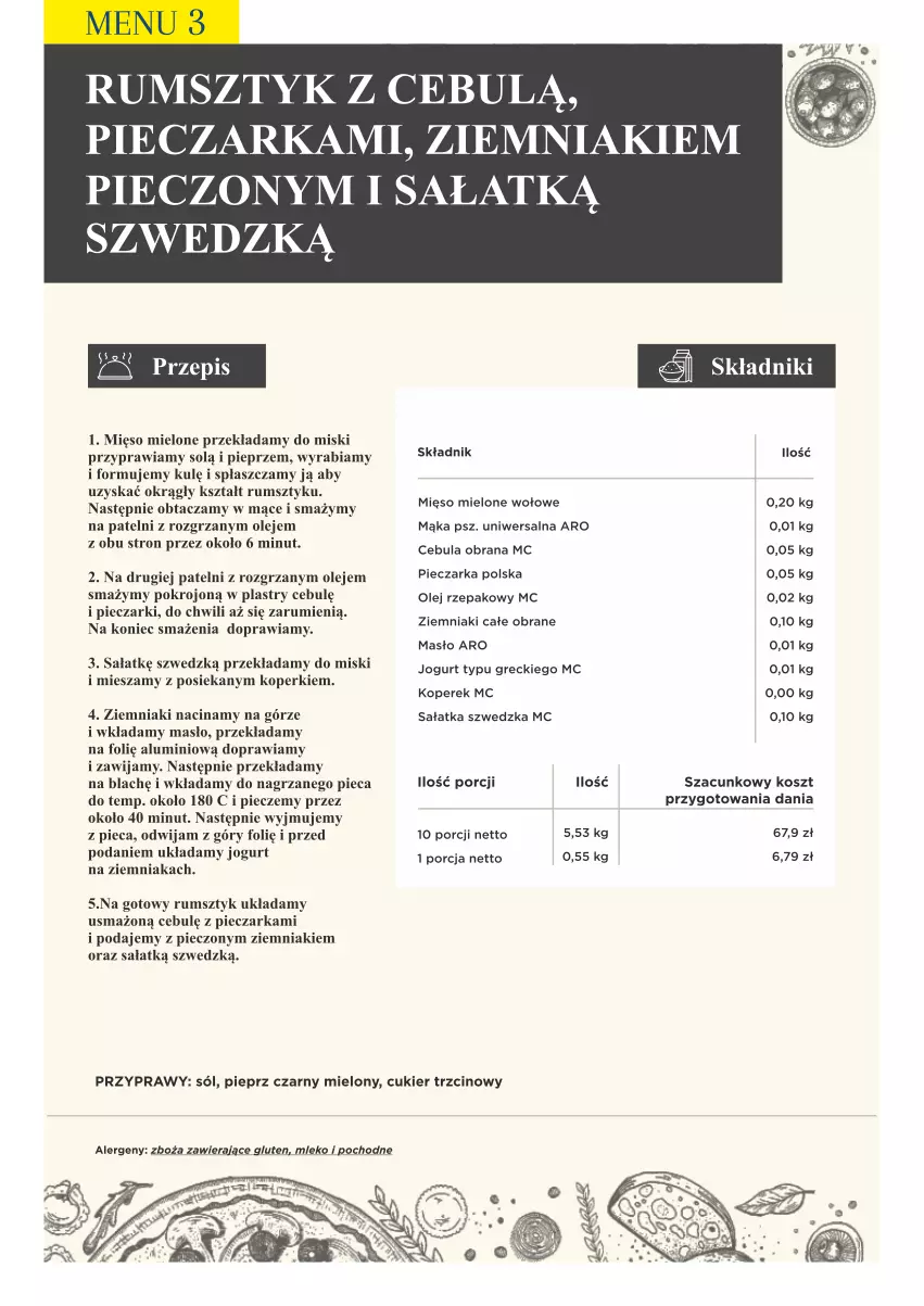 Gazetka promocyjna Makro - [Oferta specjalna] PrzyGOTUJ apetyczne menu! - ważna 01.03 do 31.03.2022 - strona 24 - produkty: Cebula, Cukier, Cukier trzcinowy, Jogurt, Kosz, Mąka, Masło, Mięso, Mięso mielone, Mleko, Olej, Olej rzepakowy, Piec, Pieczarka, Pieprz, Płaszcz, Por, Przyprawy, Rum, Sałat, Sałatka, Sól, Ziemniaki