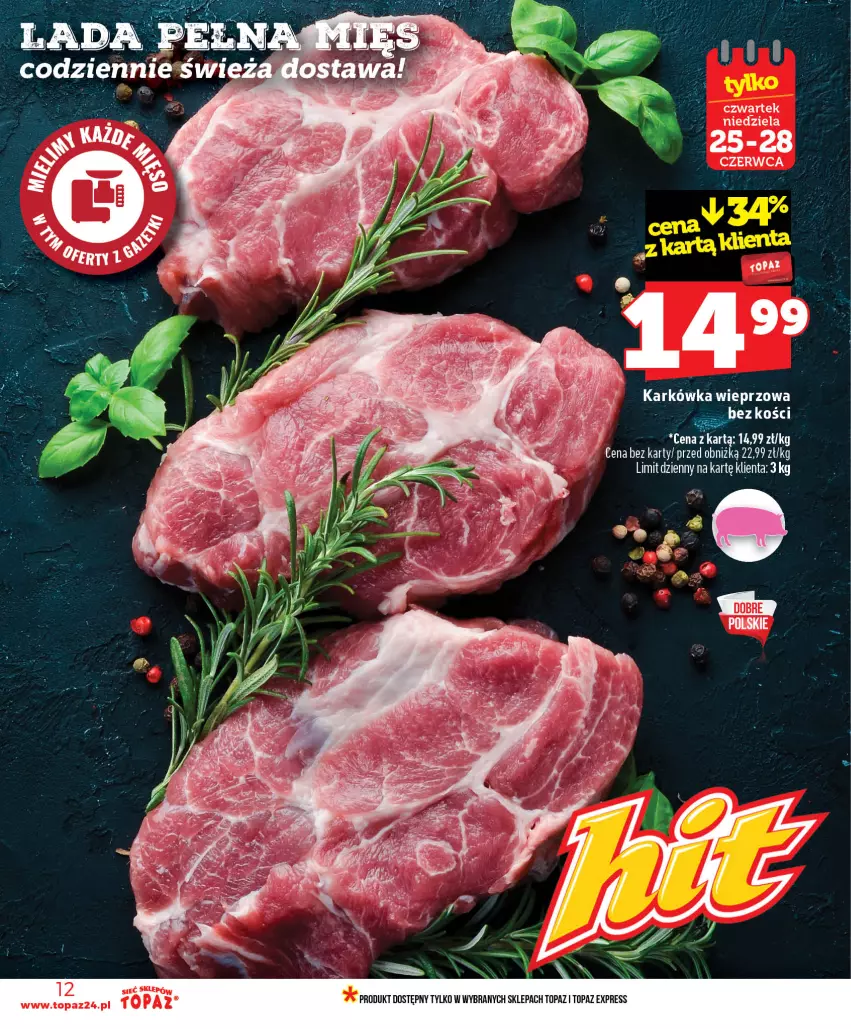 Gazetka promocyjna Topaz - Gazetka - ważna 25.06 do 01.07.2026 - strona 12 - produkty: Karkówka wieprzowa, Top