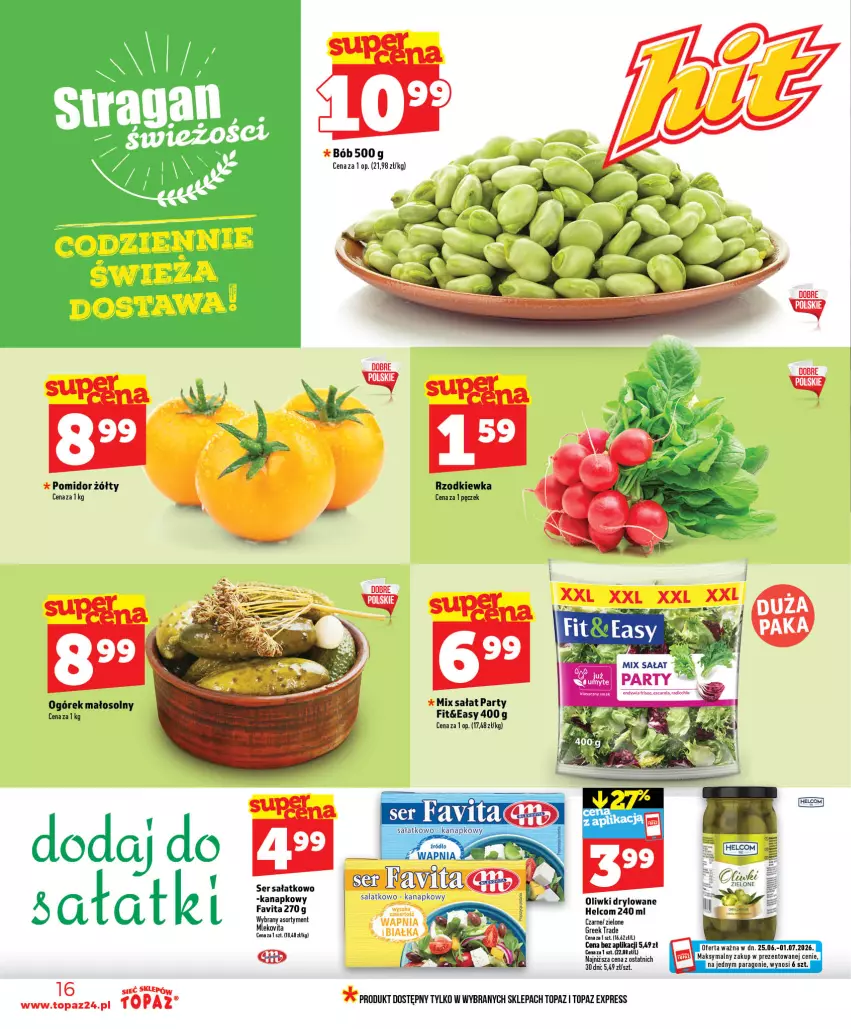Gazetka promocyjna Topaz - Gazetka - ważna 25.06 do 01.07.2026 - strona 16 - produkty: Fa, Favita, HELCOM, LG, Mleko, Mlekovita, Ogórek, Oliwki, Rzodkiewka, Sałat, Top, Vita C