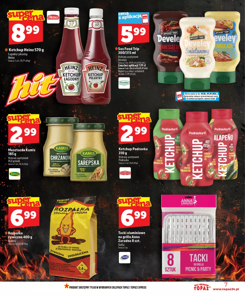 Gazetka promocyjna Topaz - Gazetka - ważna 25.06 do 01.07.2026 - strona 7 - produkty: Grill, Heinz, Kaczka, Kamis, Ketchup, Mus, Musztarda, Podravka, Sos, Top