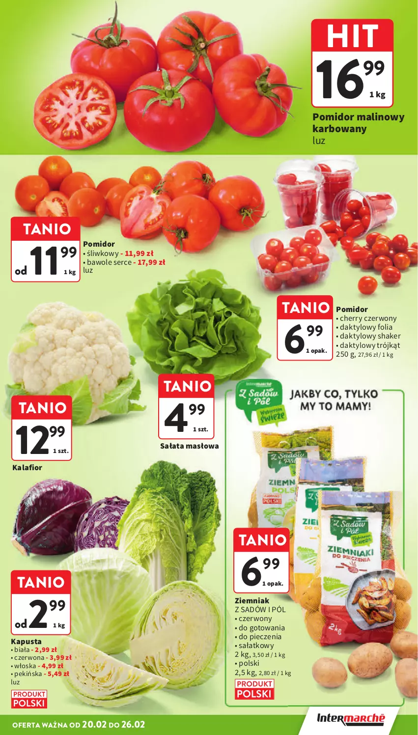 Gazetka promocyjna Intermarche - Gazetka Intermarche - ważna 20.02 do 26.02.2025 - strona 11 - produkty: Kalafior, Masło, Piec, Pomidor malinowy, Sałat, Sałata masłowa, Ser