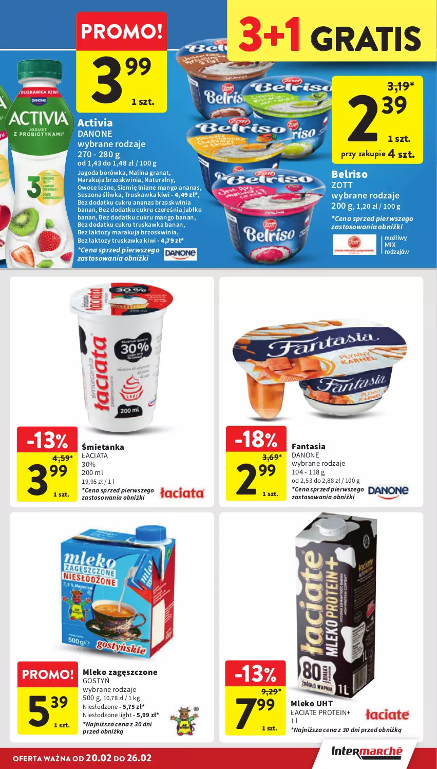 Gazetka promocyjna Intermarche - Gazetka Intermarche - ważna 20.02 do 26.02.2025 - strona 21 - produkty: Activia, Ananas, Belriso, Borówka, Danone, Fa, Fanta, Gra, Granat, Kiwi, Mango, Mleko, Mleko zagęszczone, Owoce, Zott