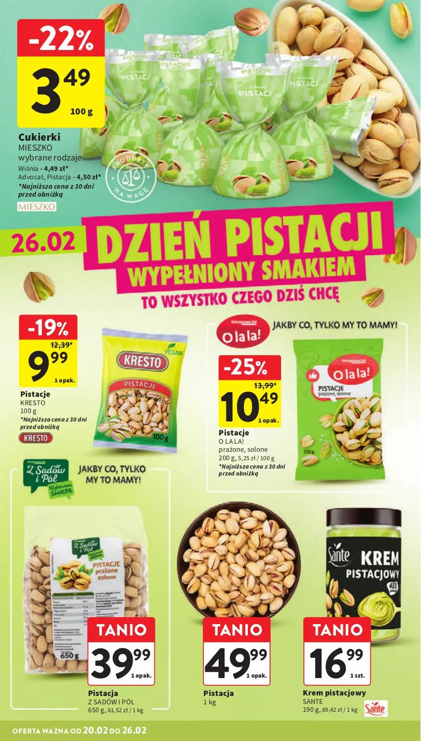 Gazetka promocyjna Intermarche - Gazetka Intermarche - ważna 20.02 do 26.02.2025 - strona 22 - produkty: Cukier, Cukierki, Krem pistacjowy, Pistacje, Sante