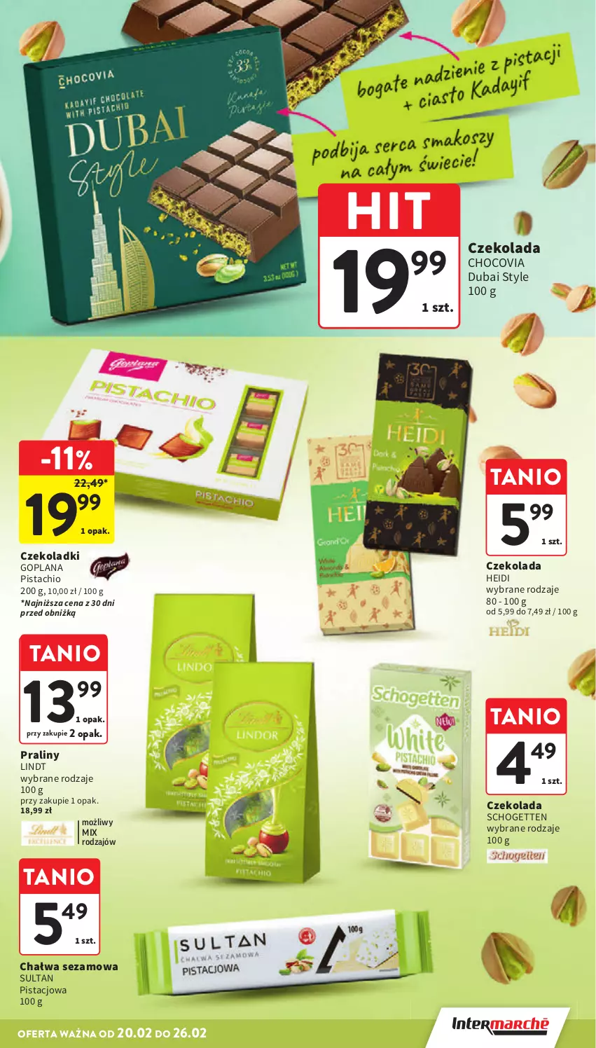 Gazetka promocyjna Intermarche - Gazetka Intermarche - ważna 20.02 do 26.02.2025 - strona 23 - produkty: Chałwa, Czekolada, Goplana, LANA, Lindt, Praliny, Schogetten, Sezam