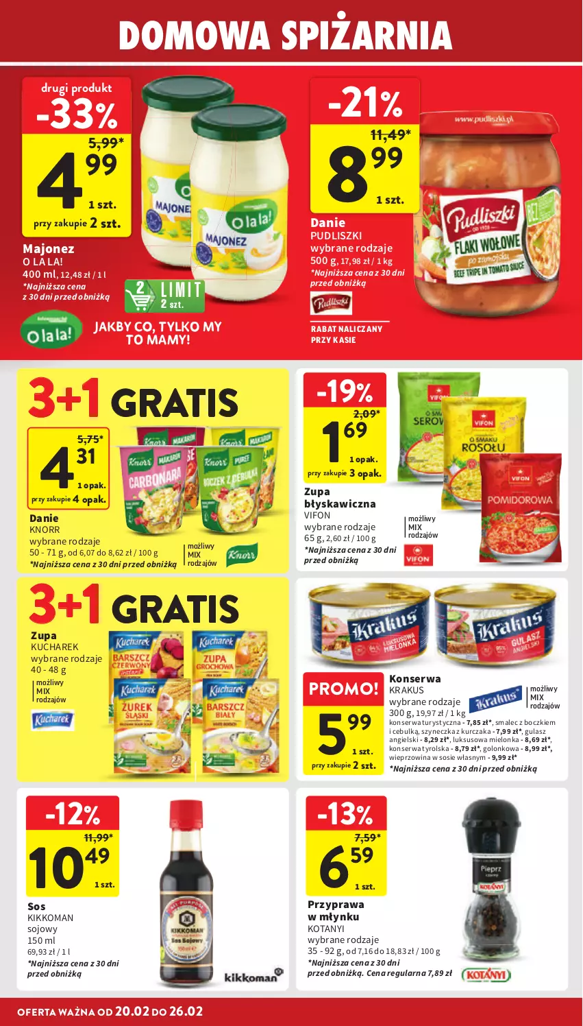 Gazetka promocyjna Intermarche - Gazetka Intermarche - ważna 20.02 do 26.02.2025 - strona 26 - produkty: Gra, Knorr, Konserwa turystyczna, Krakus, Kucharek, Kurczak, Majonez, Pudliszki, Ser, Smalec, Sos, Wieprzowina, Zupa