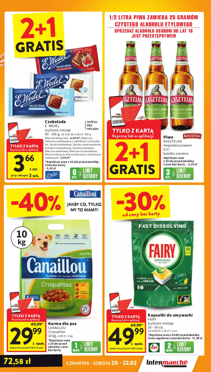 Gazetka promocyjna Intermarche - Gazetka Intermarche - ważna 20.02 do 26.02.2025 - strona 3 - produkty: Canaillou, Czekolada, E. Wedel, Fa, Fairy, Gra, Kasztelan, Kokos, Piwa, Piwo, Zmywarki