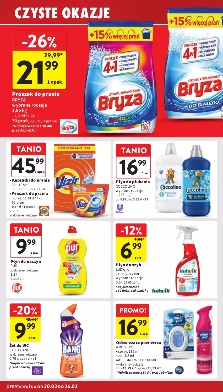 Gazetka promocyjna Intermarche - Gazetka Intermarche - ważna 20.02 do 26.02.2025 - strona 30 - produkty: Ambi Pur, Bryza, Cillit Bang, Coccolino, Kapsułki do prania, Ludwik, Odświeżacz powietrza, Płyn do płukania, Płyn do szyb, Proszek do prania, Pur, Vizir