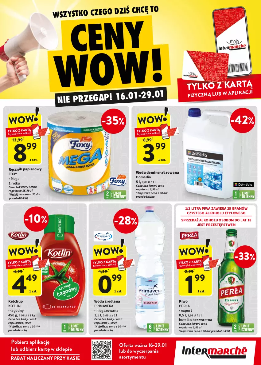 Gazetka promocyjna Intermarche - Gazetka Intermarche - ważna 16.01 do 29.01.2025 - strona 2 - produkty: Foxy, Gra, Ketchup, Kotlin, LANA, Papier, Perła, Piwa, Piwo, Por, Prima, Primavera, Ręcznik, Woda