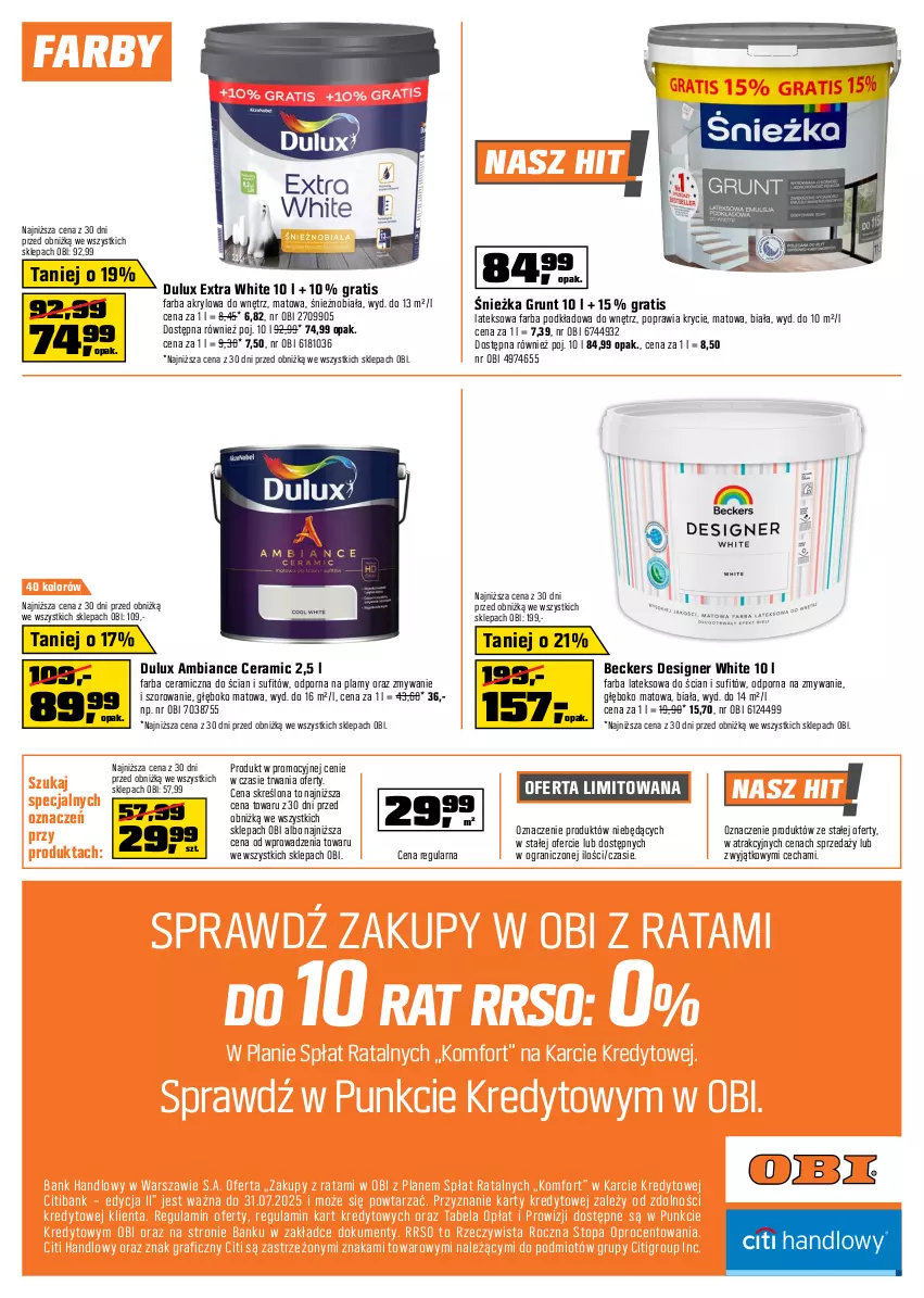 Gazetka promocyjna Obi - Gazetka OBI - ważna 31.07 do 20.08.2024 - strona 8 - produkty: Beckers, Dulux, Fa, Farba akrylowa, Farba ceramiczna, Farba lateksowa, Gra, Grunt, Podkład, Por, Top