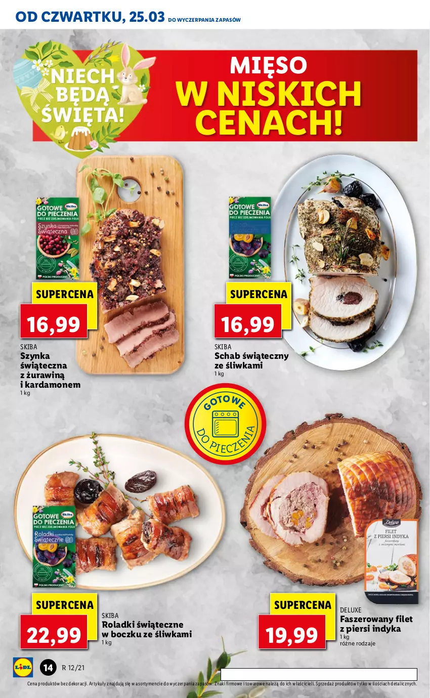 Gazetka promocyjna Lidl - GAZETKA - ważna 25.03 do 28.03.2021 - strona 14 - produkty: Fa, Filet z piersi indyka, Mięso, Piec, Szynka