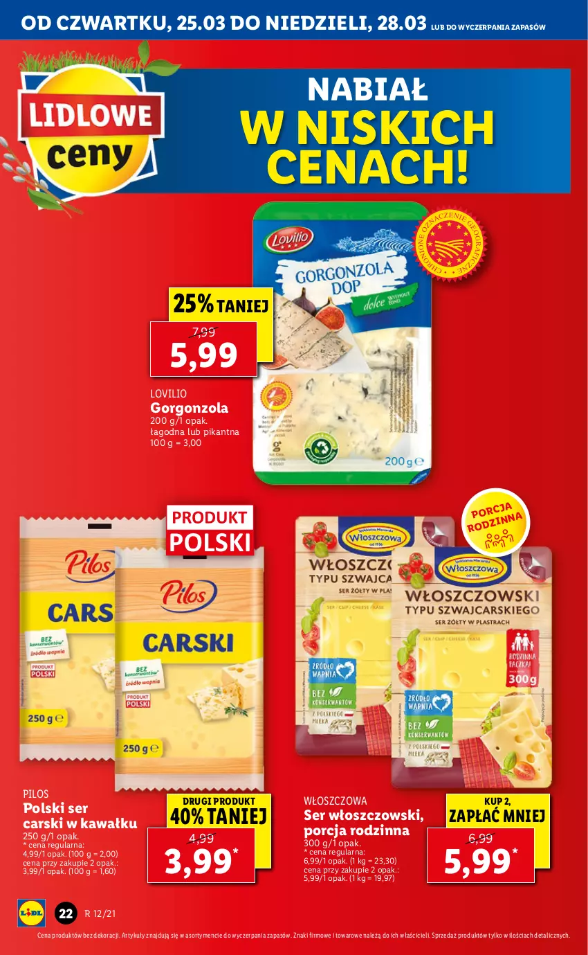 Gazetka promocyjna Lidl - GAZETKA - ważna 25.03 do 28.03.2021 - strona 22 - produkty: Cars, Gorgonzola, Kawa, Lovi, Pilos, Por, Ser, Włoszczowski