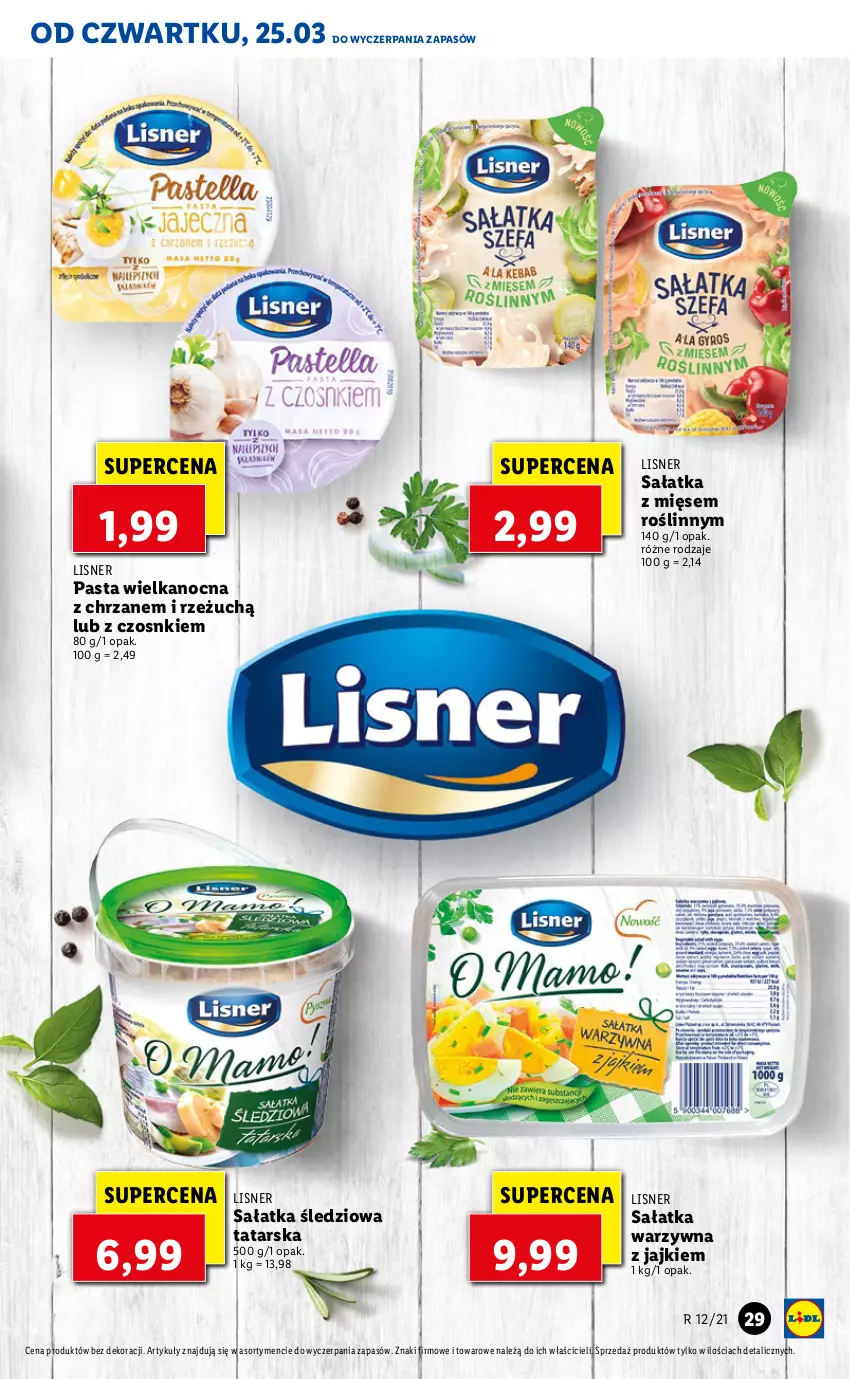 Gazetka promocyjna Lidl - GAZETKA - ważna 25.03 do 28.03.2021 - strona 29 - produkty: Chrzan, Lisner, Sałat, Sałatka, Sałatka warzywna