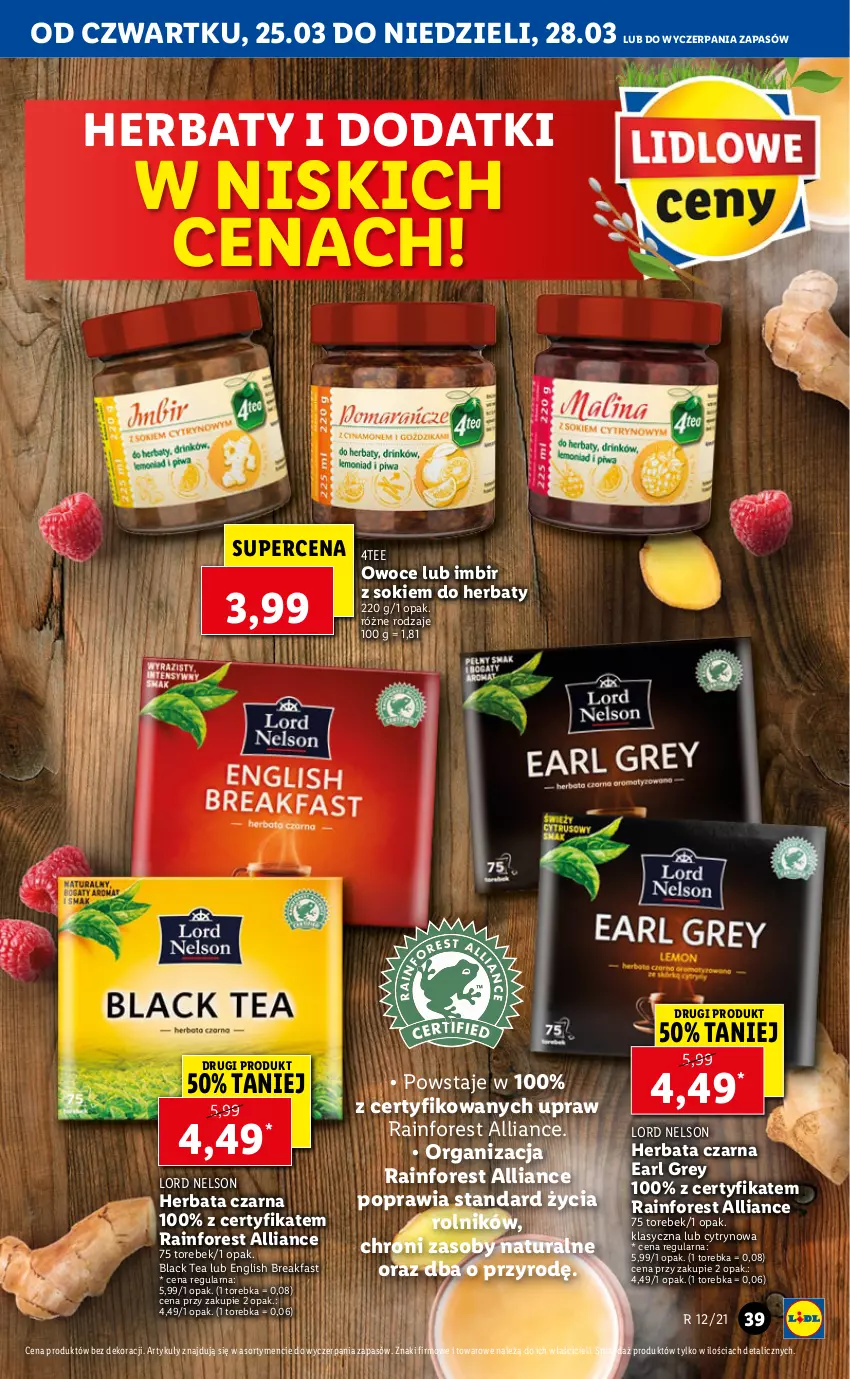 Gazetka promocyjna Lidl - GAZETKA - ważna 25.03 do 28.03.2021 - strona 39 - produkty: Earl Grey, Fa, Herbata, Herbata czarna, Imbir, Lack, Owoce, Rolnik, Sok, Torebka