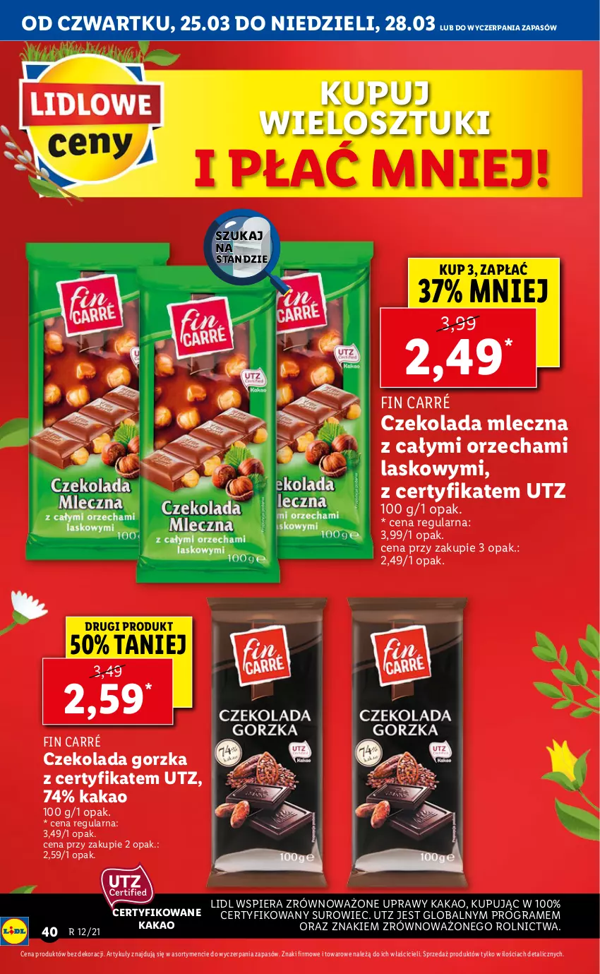 Gazetka promocyjna Lidl - GAZETKA - ważna 25.03 do 28.03.2021 - strona 40 - produkty: Czekolada, Czekolada gorzka, Czekolada mleczna, Gra, Kakao