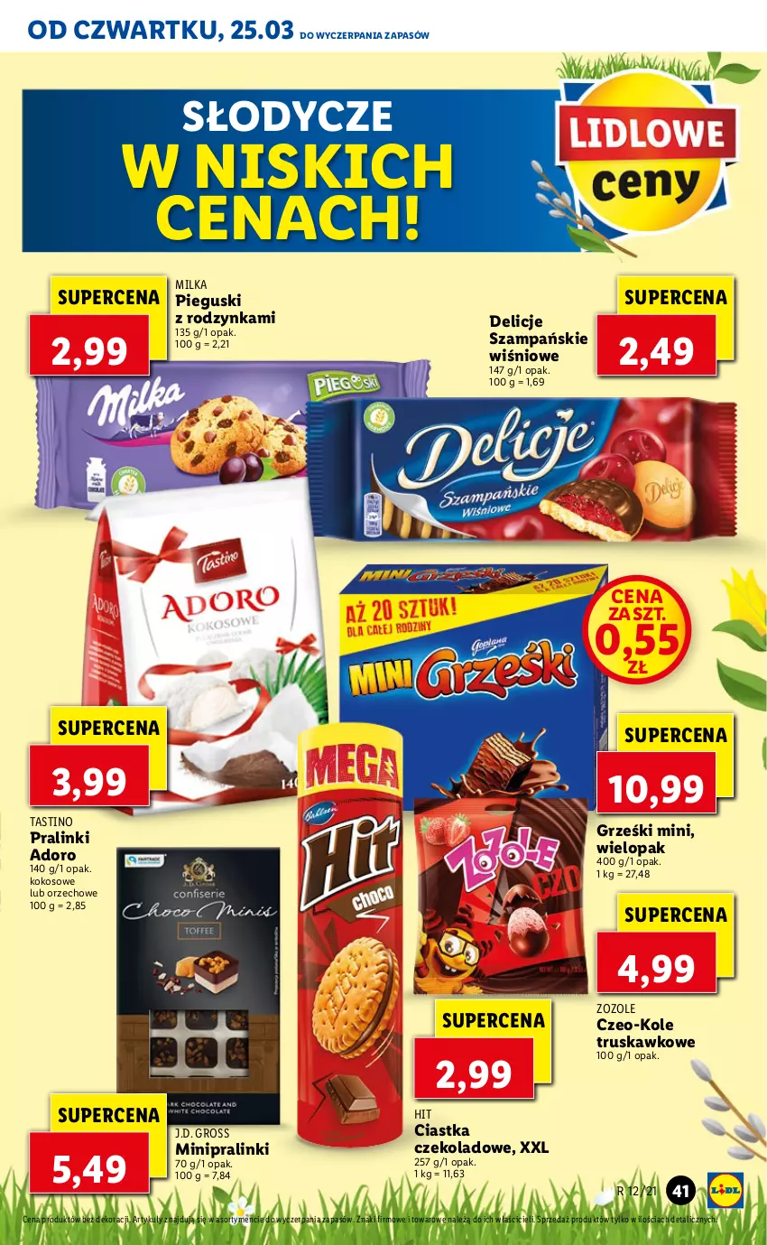 Gazetka promocyjna Lidl - GAZETKA - ważna 25.03 do 28.03.2021 - strona 41 - produkty: Ciastka, Delicje, Grześki, Kokos, Milka