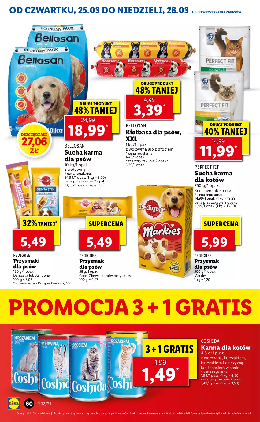 Gazetka promocyjna Lidl - GAZETKA - ważna 25.03 do 28.03.2021 - strona 60 - produkty: Bell, Gra, Kiełbasa, Kurczak, Pedigree, Por, Przysmaki, Sos, Sucha karma