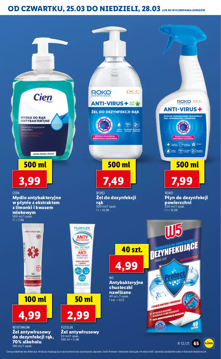 Gazetka promocyjna Lidl - GAZETKA - ważna 25.03 do 28.03.2021 - strona 65 - produkty: Chusteczki, Mleko, Mydło, Płyn do dezynfekcji powierzchni