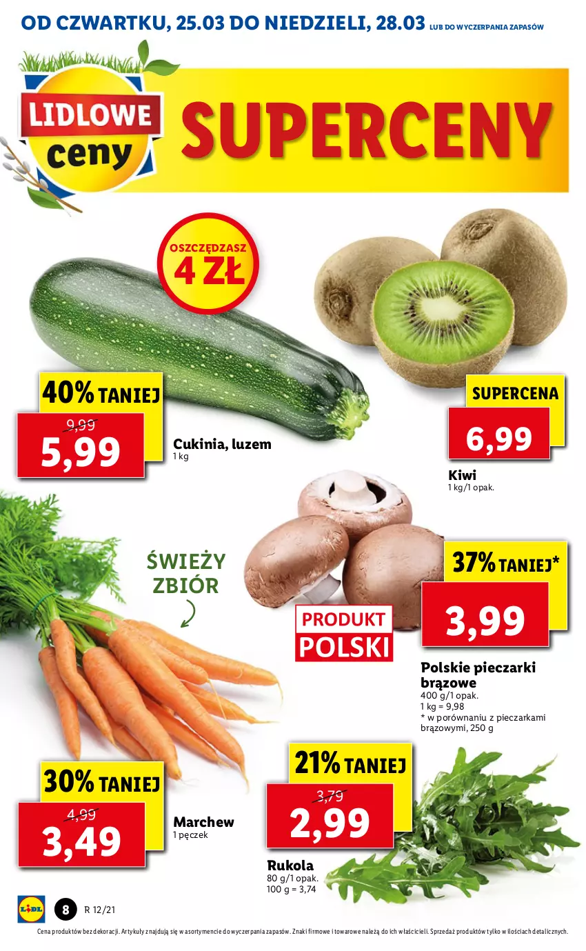 Gazetka promocyjna Lidl - GAZETKA - ważna 25.03 do 28.03.2021 - strona 8 - produkty: Kiwi, Piec, Pieczarka, Por, Rukola