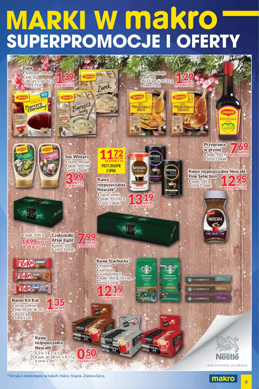 Gazetka promocyjna Makro - [Oferta specjalna] Marki w MAKRO - ważna 30.11 do 13.12.2021 - strona 9 - produkty: Baton, Kawa, Kawa rozpuszczalna, Kit Kat, Nescafé, Przyprawa w płynie, Sos, Winiary, Zupa