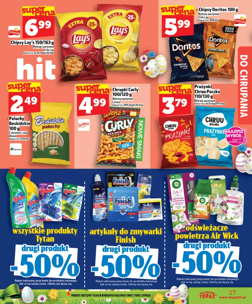 Gazetka promocyjna Topaz - Gazetka - ważna 02.04 do 08.04.2026 - strona 27 - produkty: Chipsy, Chrupki, Lorenz