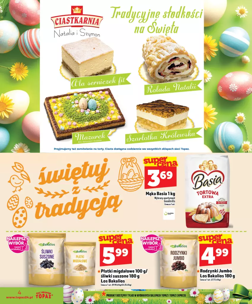 Gazetka promocyjna Topaz - Gazetka - ważna 02.04 do 08.04.2026 - strona 4 - produkty: Basia, Mąka, Rodzynki