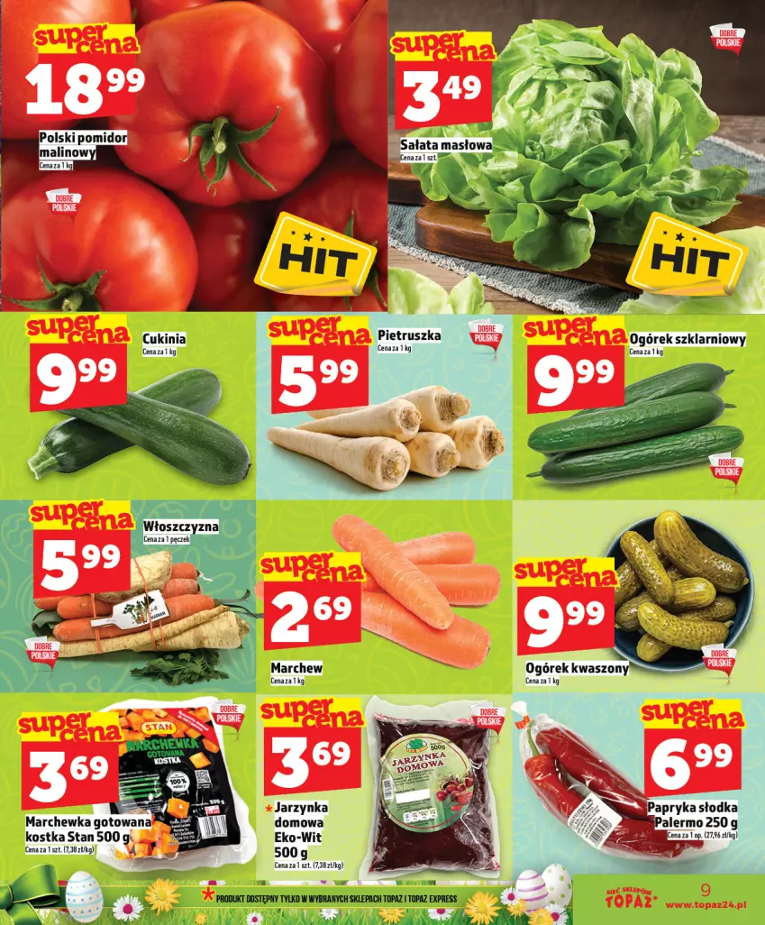 Gazetka promocyjna Topaz - Gazetka - ważna 02.04 do 08.04.2026 - strona 9 - produkty: Marchewka, Ogórek, Pietruszka