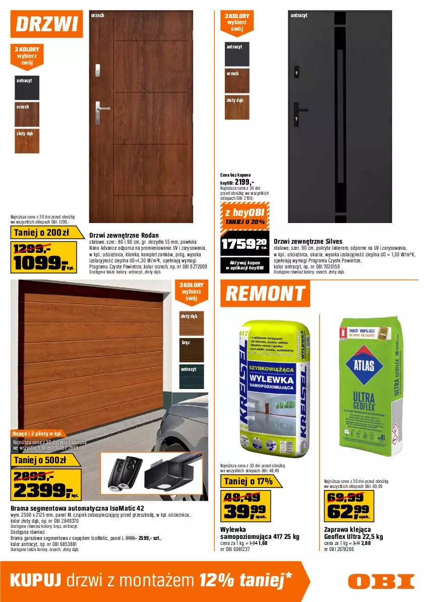 Gazetka promocyjna Obi - Gazetka OBI - ważna 20.05 do 01.06.2026 - strona 15 - produkty: Drzwi, Drzwi zewnętrzne, Garaż, Geoflex, Gra, Klamka, Klej, Lakier, Mop, Piec, Podkład, Por, Rama, Ser, Skrzydło drzwiowe, Sok, Somat, Wylewka samopoziomująca