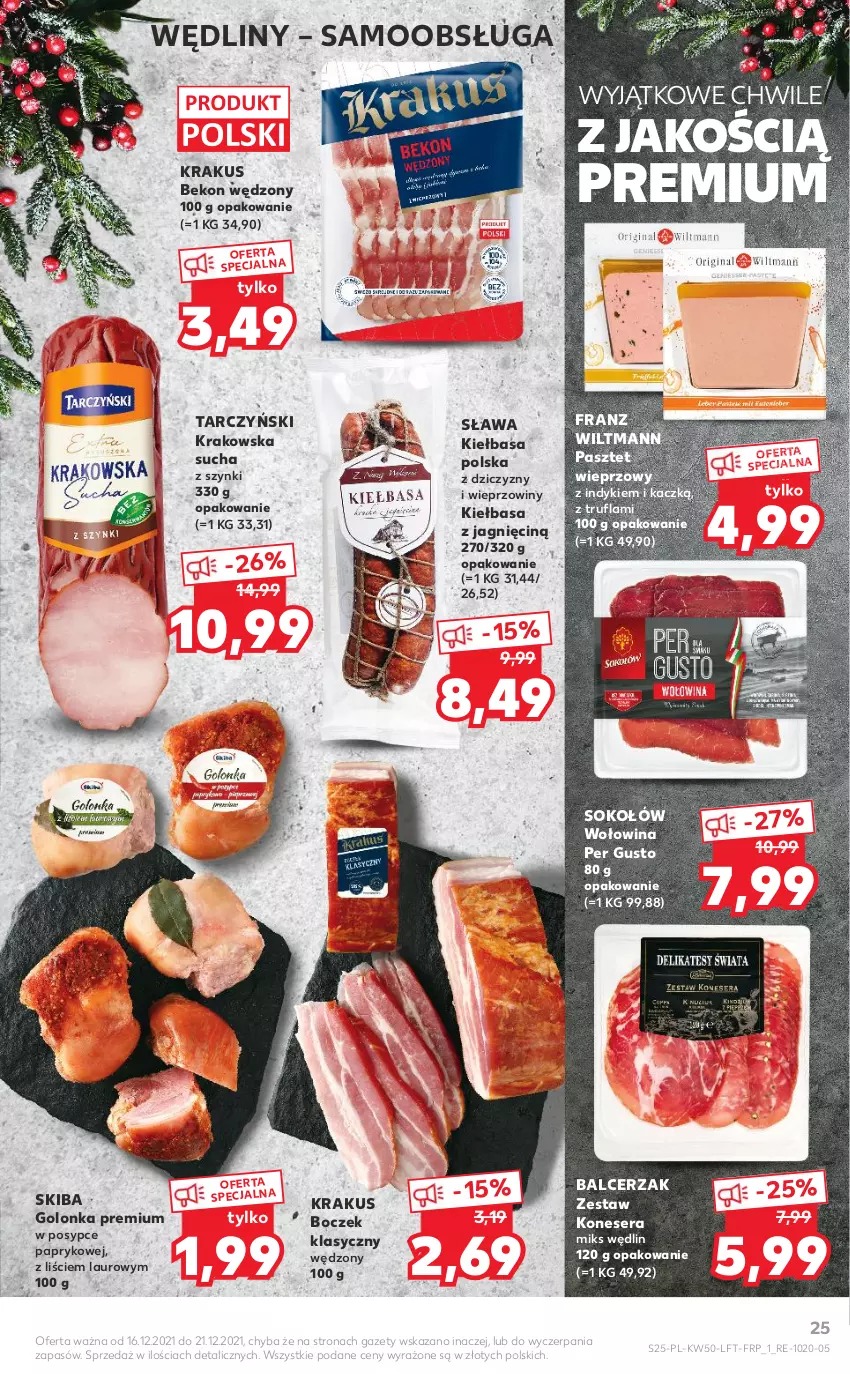 Gazetka promocyjna Kaufland - OFERTA TYGODNIA - ważna 16.12 do 21.12.2021 - strona 25 - produkty: Beko, Boczek, Kiełbasa, Krakus, Laur, Pasztet, Ser, Sok, Sokołów, Tarczyński, Wołowina