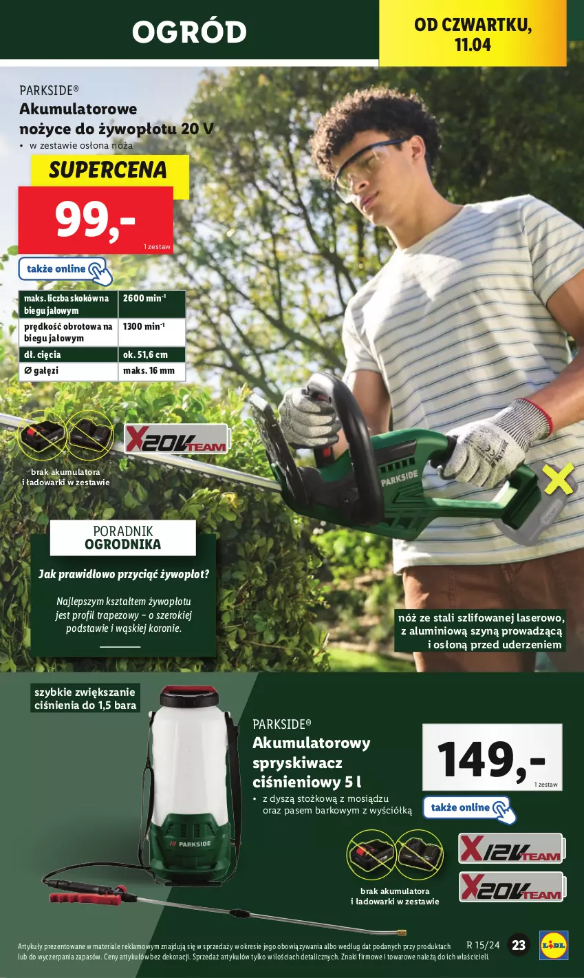 Gazetka promocyjna Lidl - GAZETKA - ważna 08.04 do 13.04.2024 - strona 27 - produkty: Akumulator, Noż, Nożyce, Ogród, Parkside, Por, Ser