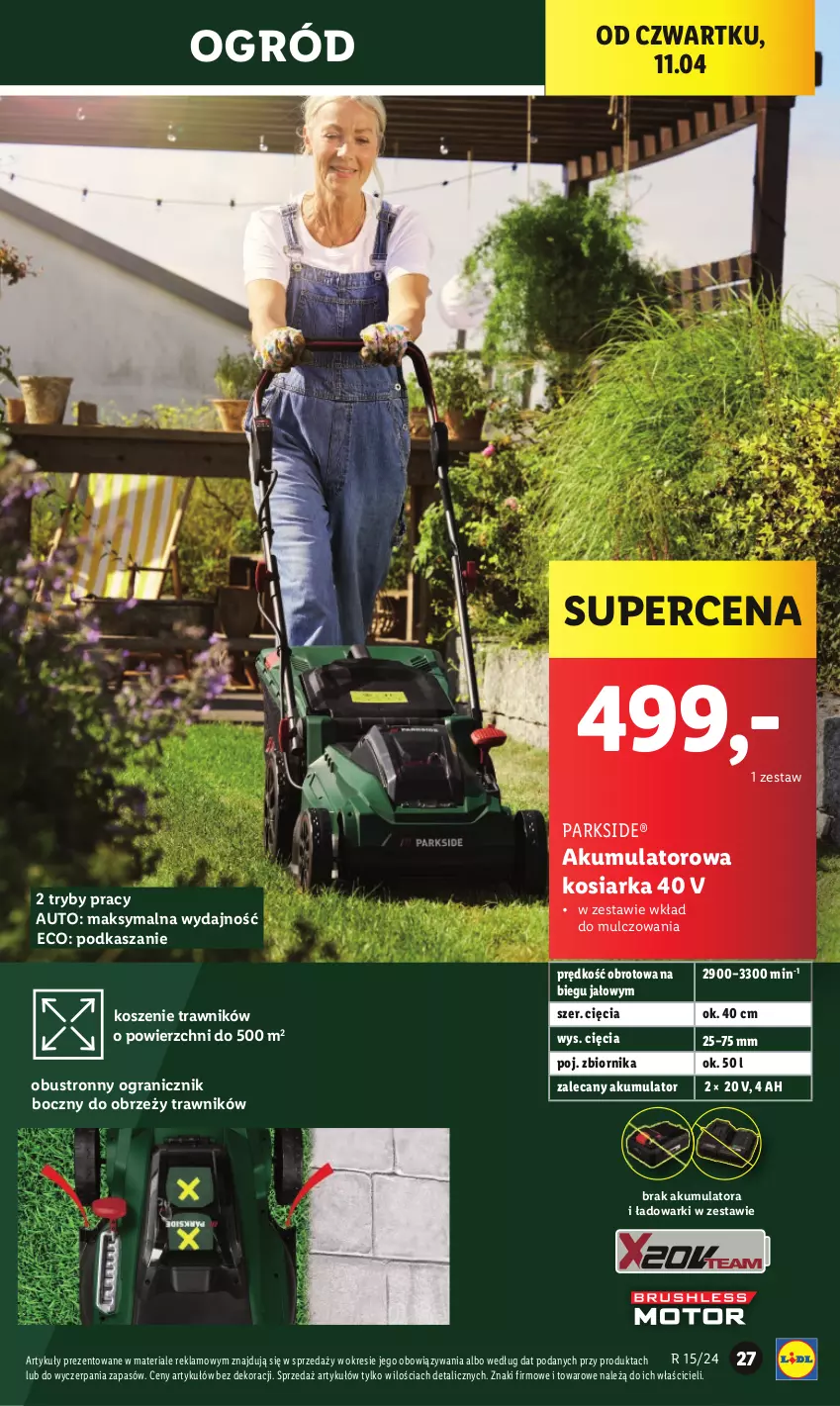 Gazetka promocyjna Lidl - GAZETKA - ważna 08.04 do 13.04.2024 - strona 31 - produkty: Akumulator, Gra, Kasza, Kosiarka, Kosz, Ogród, Parkside