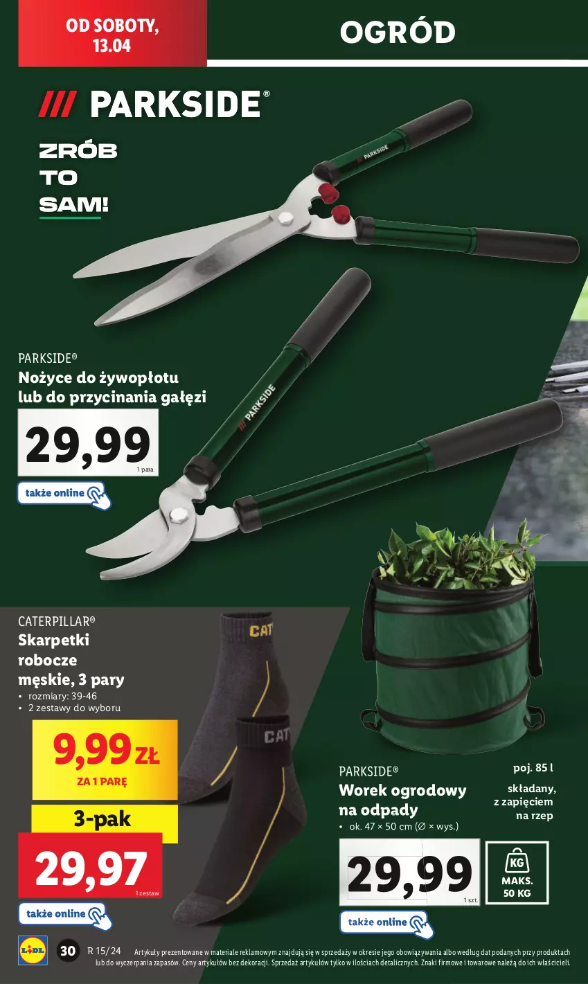 Gazetka promocyjna Lidl - GAZETKA - ważna 08.04 do 13.04.2024 - strona 34 - produkty: Karp, Noż, Nożyce, Ogród, Parkside, Skarpetki